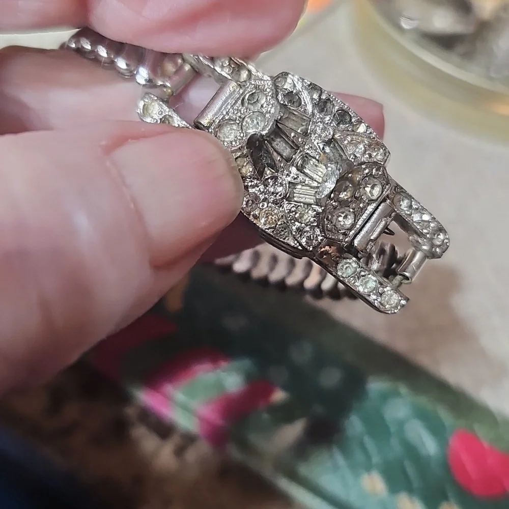 Sheffield Vintage Silver Watch with Rhinestone 17 Jewels Switzerland Mm